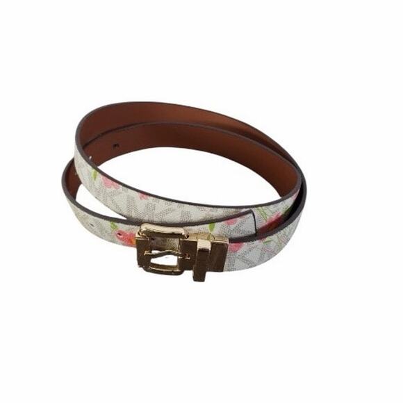 Michael Kors MK Logo Twist Reversible Floral Print Belt (44\
